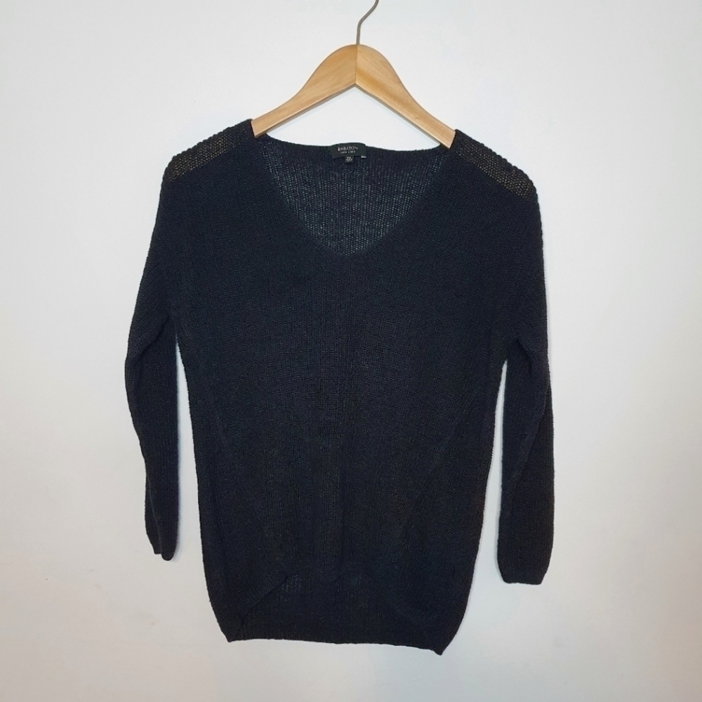 Aritzia Babaton Linen & Silk Black Knit Sweater Size XXS